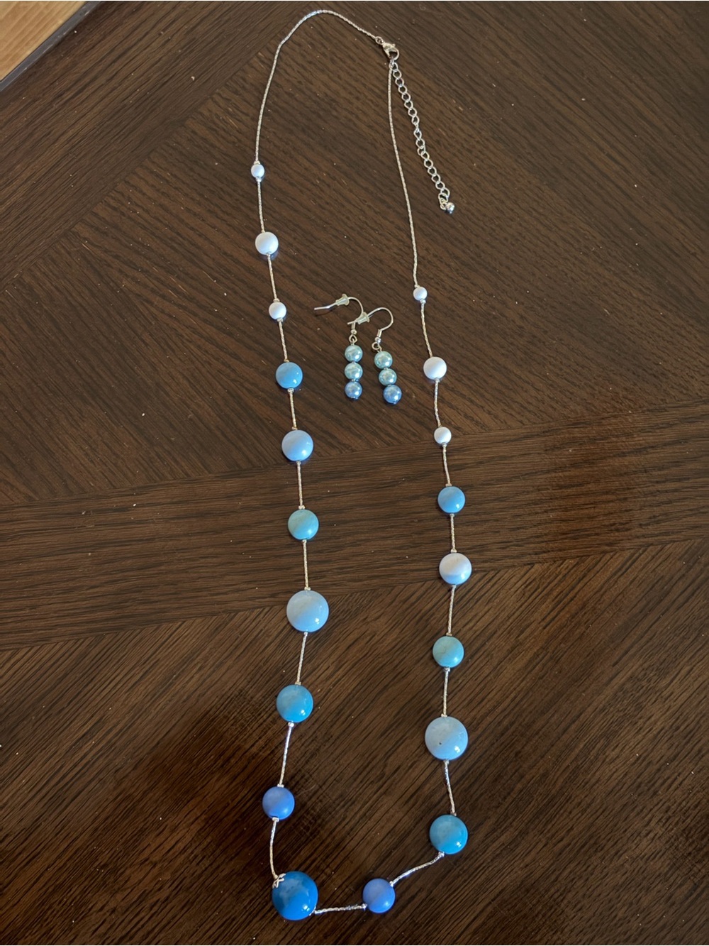 Blue Beaded Long Necklace set